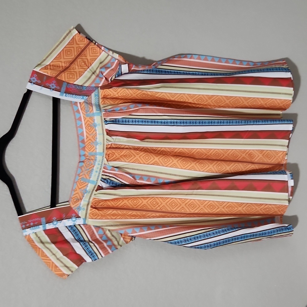 Aztec Blouse Sizd 2XL  Womens Crop Top Southwest Western Stripe